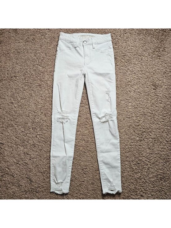 American Eagle Outfitters Denim - American Eagle Jeans Womens 0 25x27 White High Rise Jegging Denim Distressed